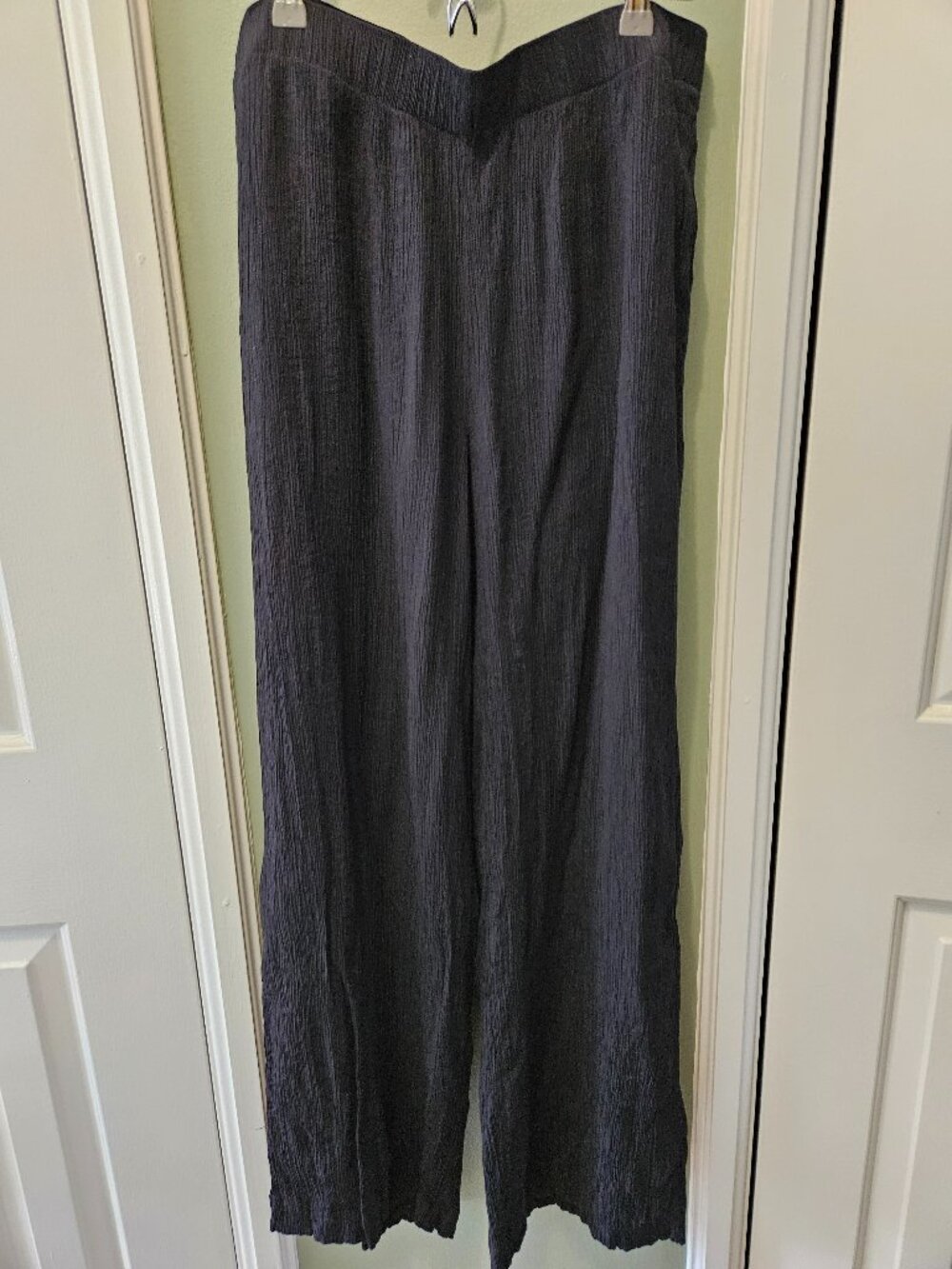 Abercrombie & Fitch Crinkle Wide Leg Pull-On Pants Black Large L Boho Beach